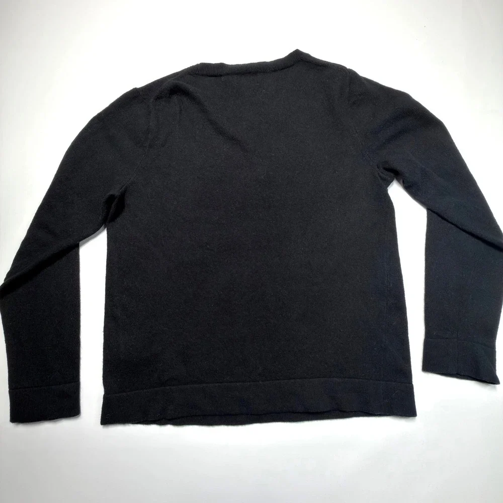J.Crew Teddie Sweater Women's Large Black Merino Wool Blend Crewneck Knit